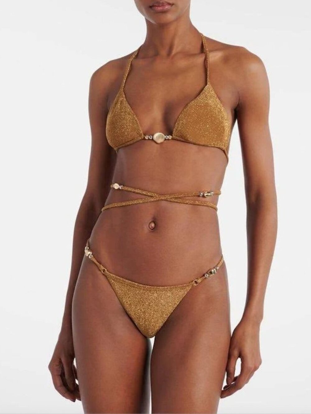 SAME gold glitter shell bikini